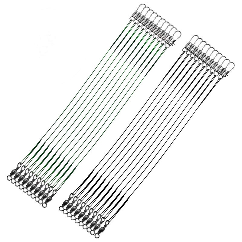 FREGITO Stainless Steel Fishing Leaders, Fishing Leader Line with Swivels and Clips for Saltwater and Freshwater, 31LB Per Piece, 6", 7", 9", 10", 12" - Image 1